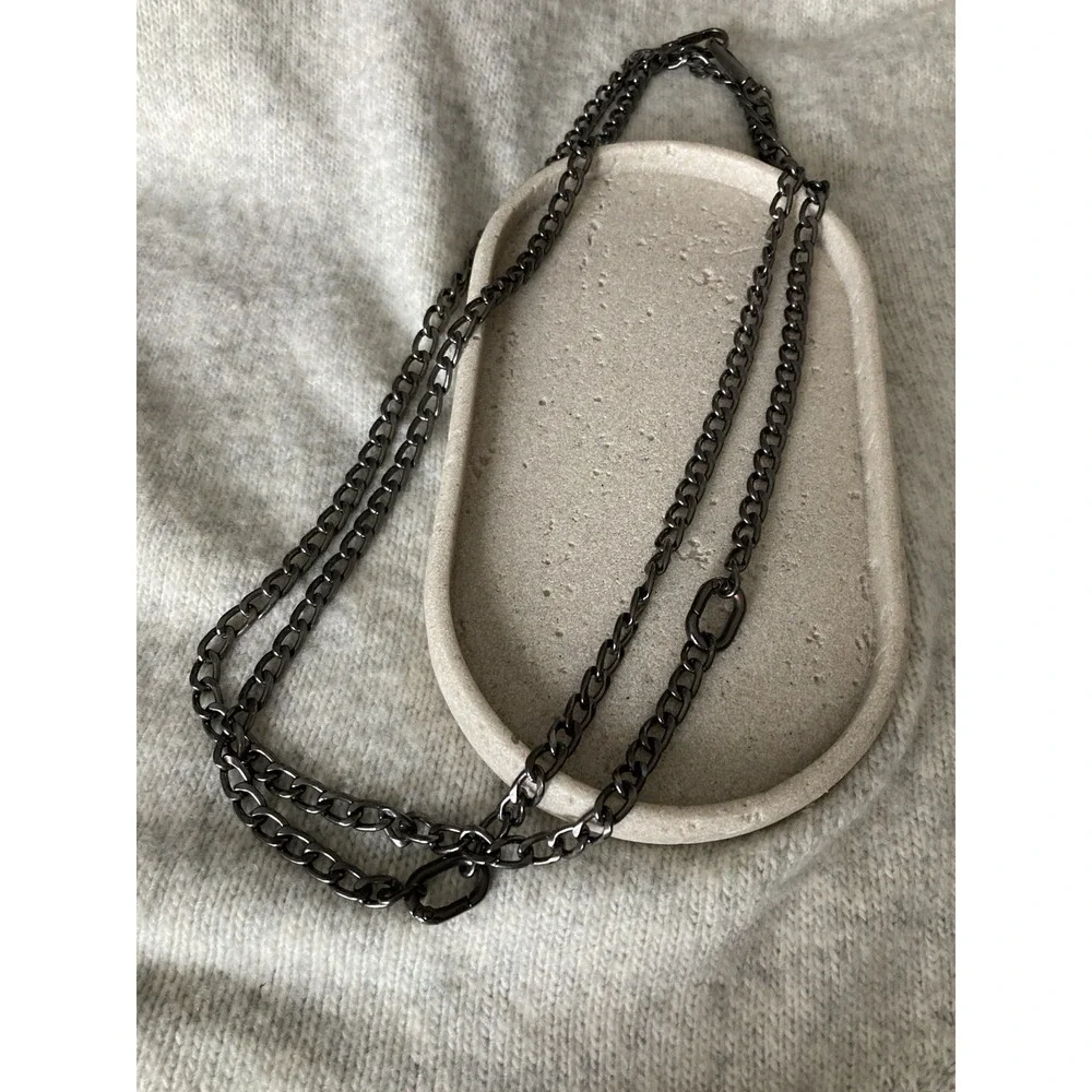 Gunmetal Gray Chain Belt Link Chain Gothic Grunge Loose Fit Adjustable